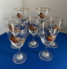 Vintage Pheasant Motif Glasses