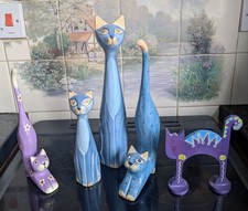 Wooden cat sculptures - 5,