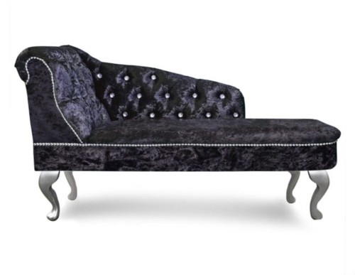 Black crushed velvet - black, buttoned