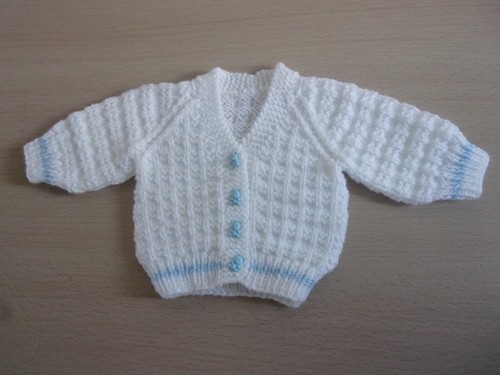 Hand knitted white blue - hand,