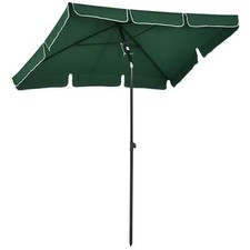 Outsunny Outdoor Aluminium Sun Umbrella Parasol Patio Rectangular 2Mx1.3M Green