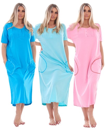 Plain long nightdress - long, buttons
