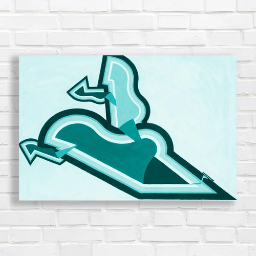 Modernist abstract teal canvas - modernist,
