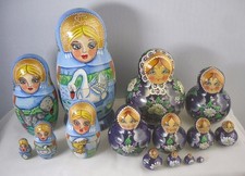 2 x Vintage Wooden Russian