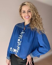 ZARA Blouse Top Medium Cobalt