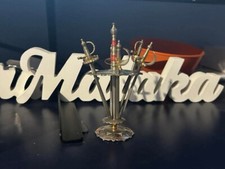 Vintage Set Of 6 Toledo Sword Cocktail Sticks With Stand