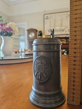 Pewter Tankard, With Deer Head Handle, Deer Imbosted On The Lid