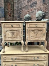 Antique Pair Of French Solid Oak  Bedside Cupboards Cabinets With Drawer