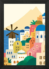Greek Island Village Framed