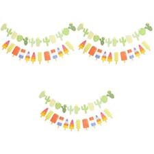  3 Count Tropical Birthday Decorations Party Banner Summer Themed Pull Flag