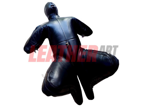 Leather bondage catsuit bitch - leather,