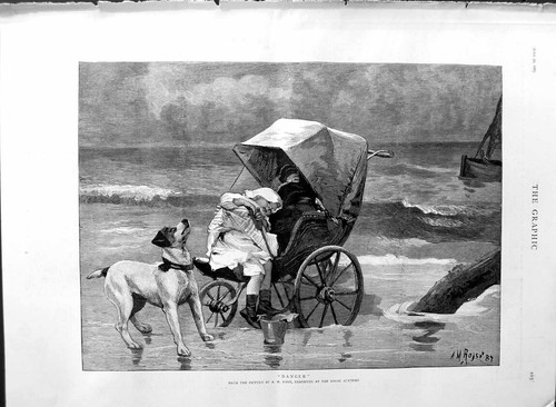 Original old antique print - old,