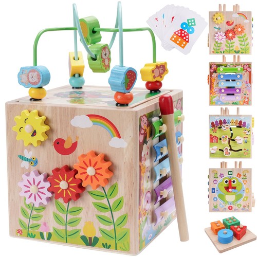Wooden activity cube - wooden,
