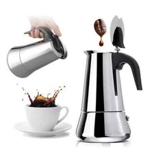 D.I.L Stainless Steel Espresso Maker Cup Stove Top Coffee  Moka Pot 4 Cup