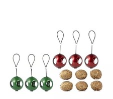Grumpy Gardener 6x Garden Bauble Feeders With Fat Balls ( Red/green)