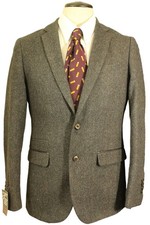 Harry Brown Heritage 38R Grey Mix Herringbone Modern Men's Tweed Jacket