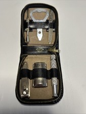 vintage men's travel grooming or manicure kit housed in a black leather case