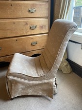 Vintage Wooden Low Seat Bedroom Nursing Chair on metal movable button feet