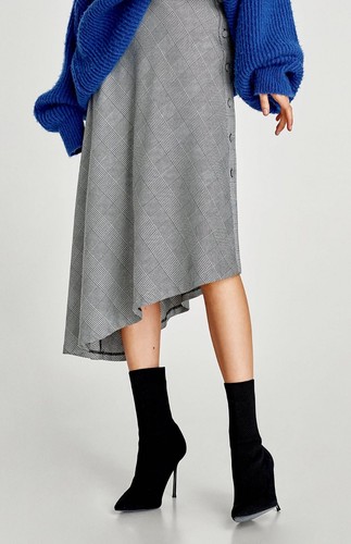 Zara grey skirt printed midi - zara,