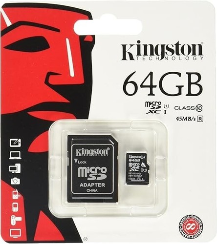 Kingston 64gb class micro - class-10,