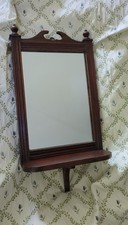 Antique Victorian Mahogany Hall Mirror with Fluted Columns, Pediment and Shelf