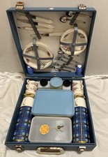 Stunning 1960s Brexton Picnic Set With Rare Floral Plates & Type 18 Thermos