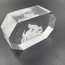 Motorsport Motorbiker race Laser Etched Crystal Glass Paperweight Holographic 3D