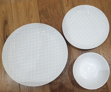 Next Cream Geo 1 Cereal Bowl, 1 Dinner Plate & 1 Dessert Plate - Dinner set