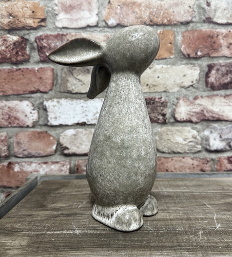 Grey ceramic rabbit figurine - ceramic,