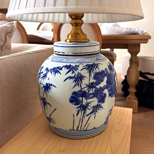 Blue white glazed ceramic - blue, &