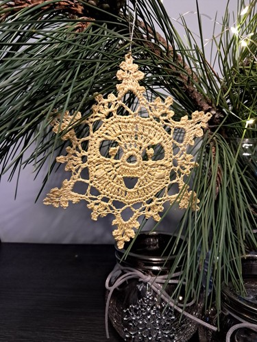 Set six crochet snowflakes - set,