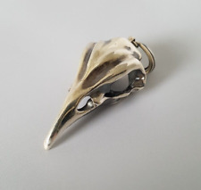 Large Heavy 925 Sterling Silver Bird Skull Pendant Custom Handmade UK