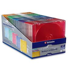 50 x Coloured  CD/DVD Slim Cases - Tape Arrays with Thin Spine Durable Case