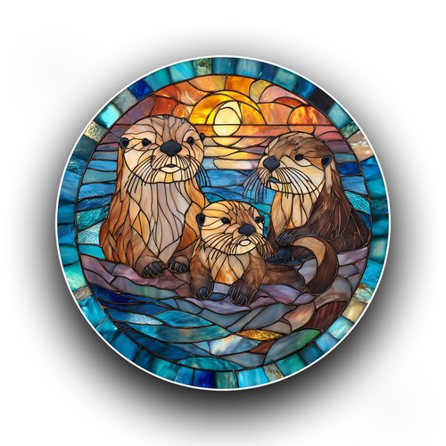 Otter family spring animal - family,