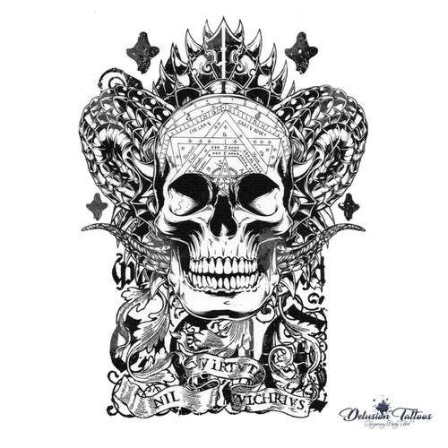 Devil skull temporary tattoo - devil,