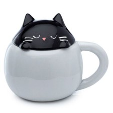 FELINE FINE CAT PEEPING COFFEE