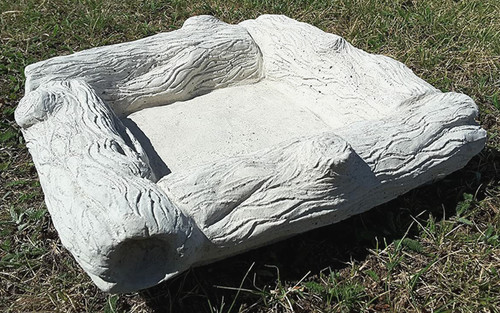 Square stone log bird bath - square,