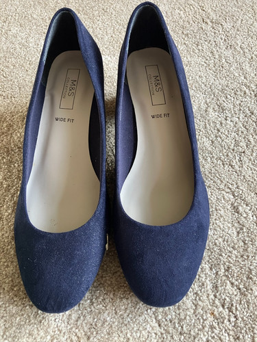 Ladies navy blue suede wide - ladies,