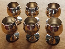 Set of 6 Spanish elegant short-stemmed wine goblets in Silver Plate (by Plator)