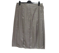 SMART BROWNS BOX PLEAT CHECKED SKIRT BY DAMART PLUS SIZE 20 NEW