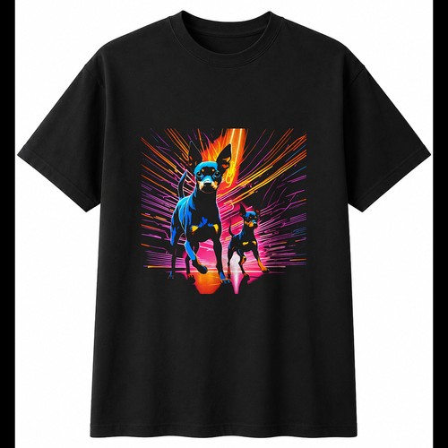 Miniature pinscher neon glow - neon,