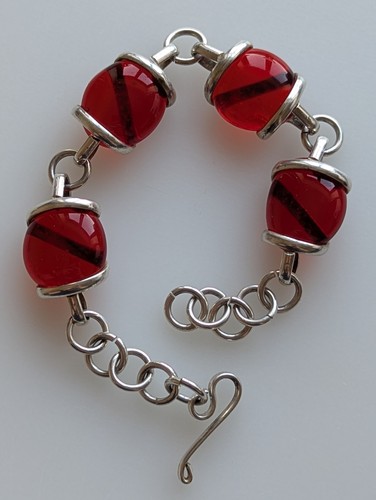 Vintage red art glass bead