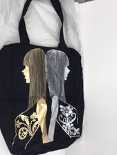 Custo Barcelona tote Beach Bag 100% Cotton - H34 x W32 cm twins gold silver foil