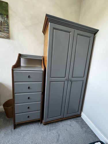 Pine wood grey blue frontage - pine,