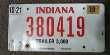 Genuine Indiana American USA Car Trailer Number Licence Plate 380419