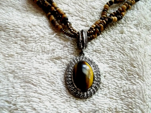 Avon tiger eye pendant silver - avon,