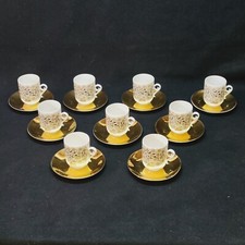 9 Cups Coffee Mocha + Saucers Arabia Finland Mira Design Esteri Tomula 