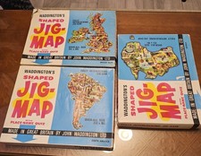 Three vintage Waddington Jig-Map puzzles British Isles,South America, Australia