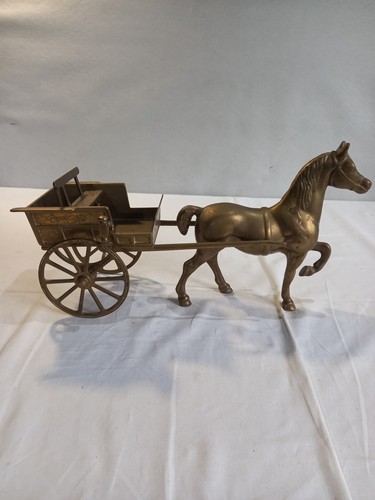 Brass horse and cart - and,