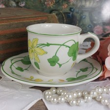 Villeroy & Boch Geranium Small Coffee Cup & Saucer - Green Back Stamp